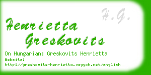 henrietta greskovits business card